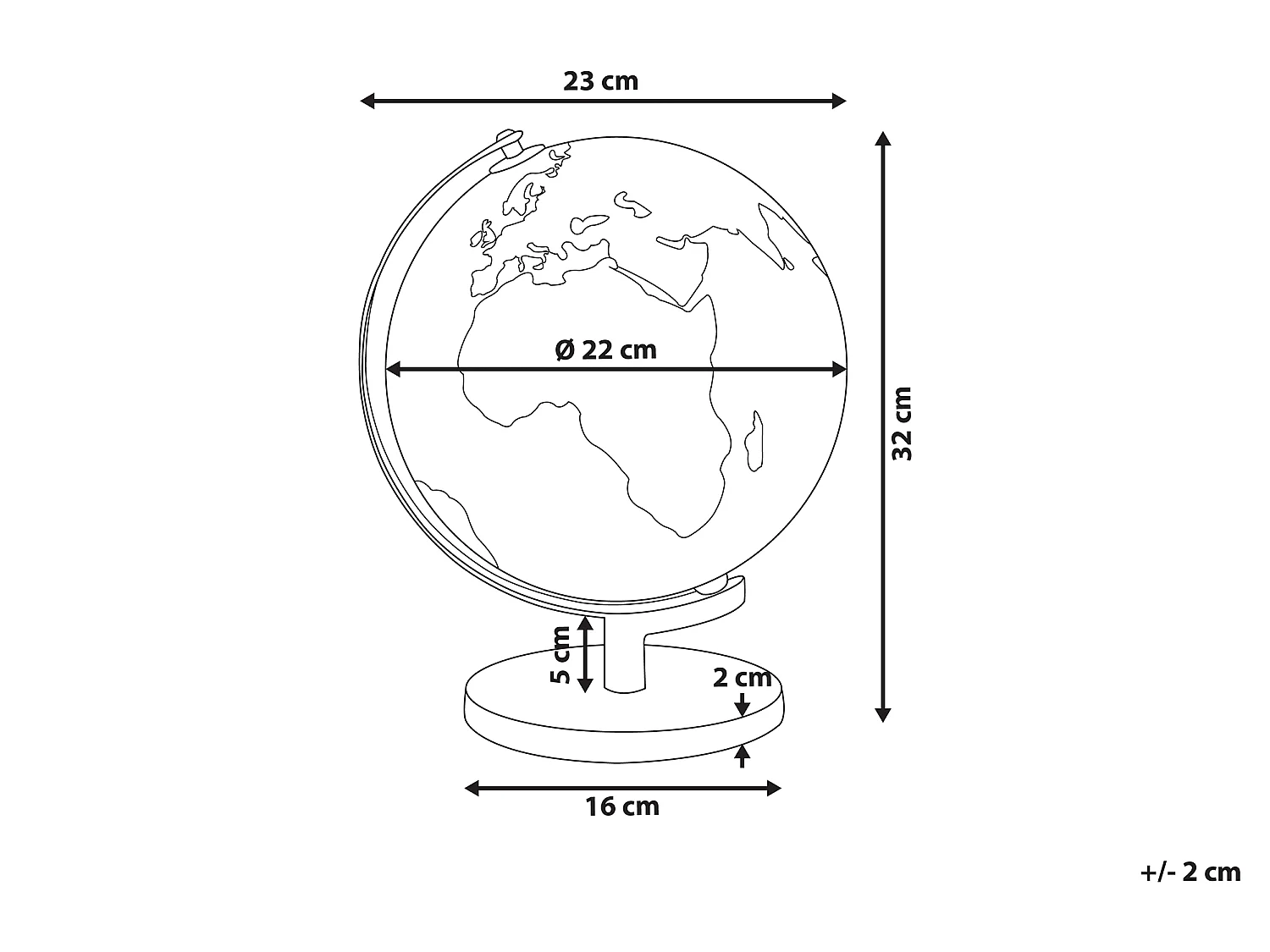 Wereldbol LED MAGELLAN Zwart 32 cm