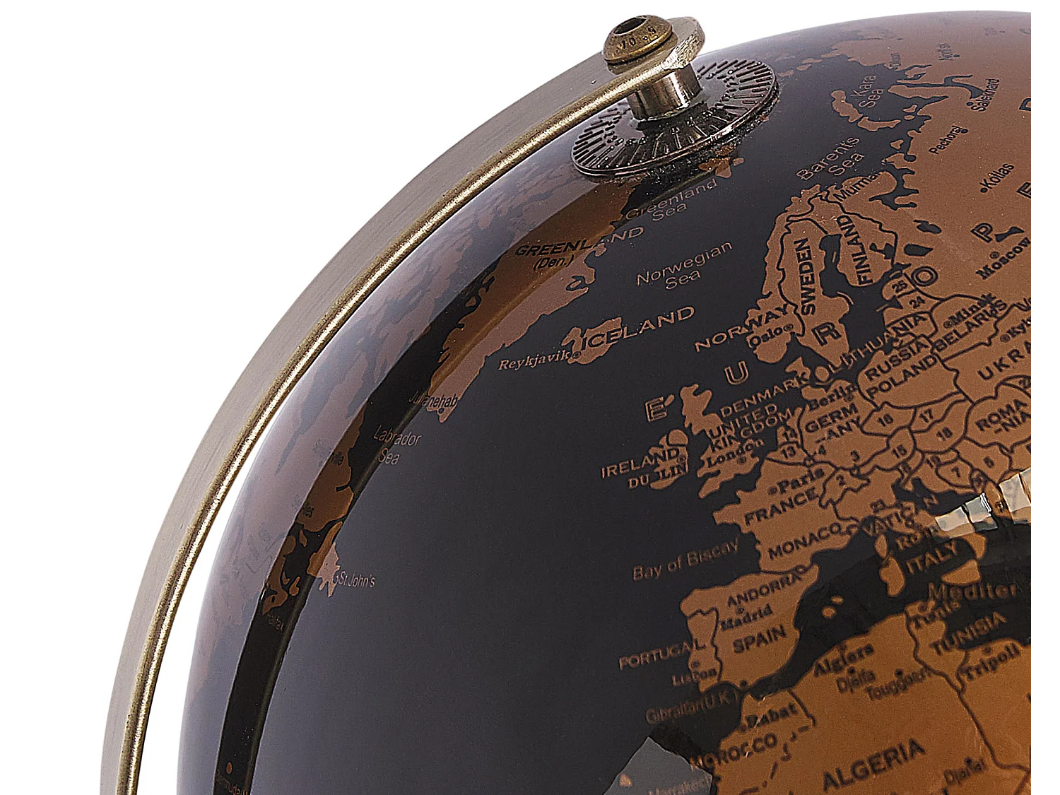 Glänzender, beleuchteter Deko-Globus in Schwarz mit edlem Standfuß Magellan