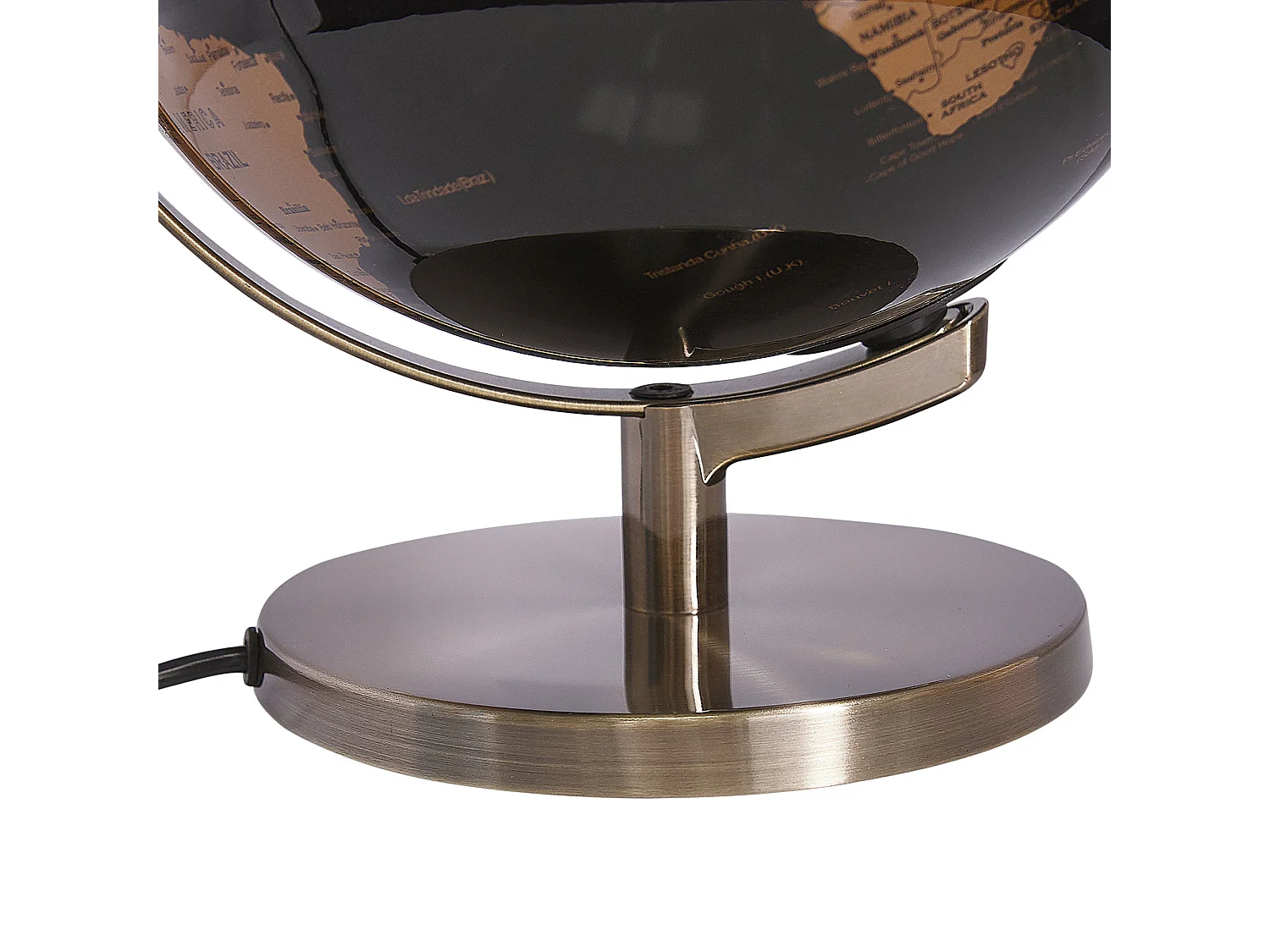 Glänzender, beleuchteter Deko-Globus in Schwarz mit edlem Standfuß Magellan