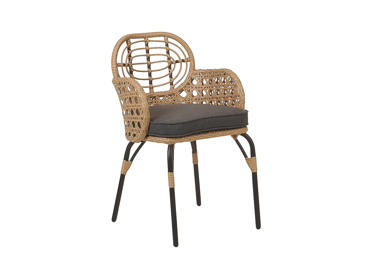 Lot de 4 chaises de jardin avec coussins PRATELLO Naturel