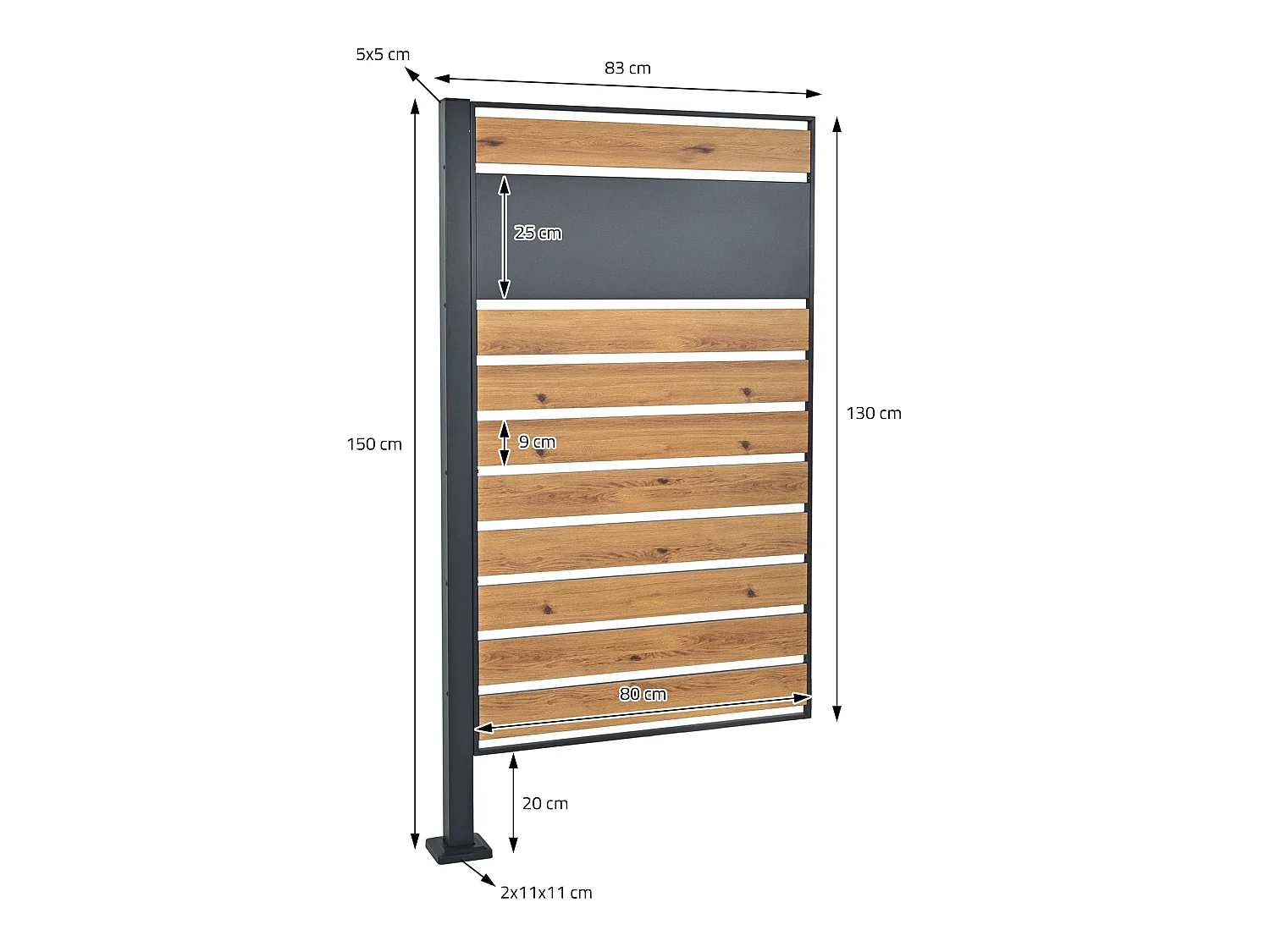 Abri pour 1 poubelle 91x91x150cm anthracite/aspect bois en acier extensible avec d'autres éléments habillage rangement de jardin protection visuelle