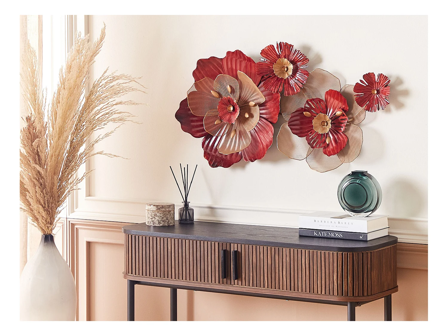 Décoration murale Fleur SCANDIUM Métal 45 cm Rouge
