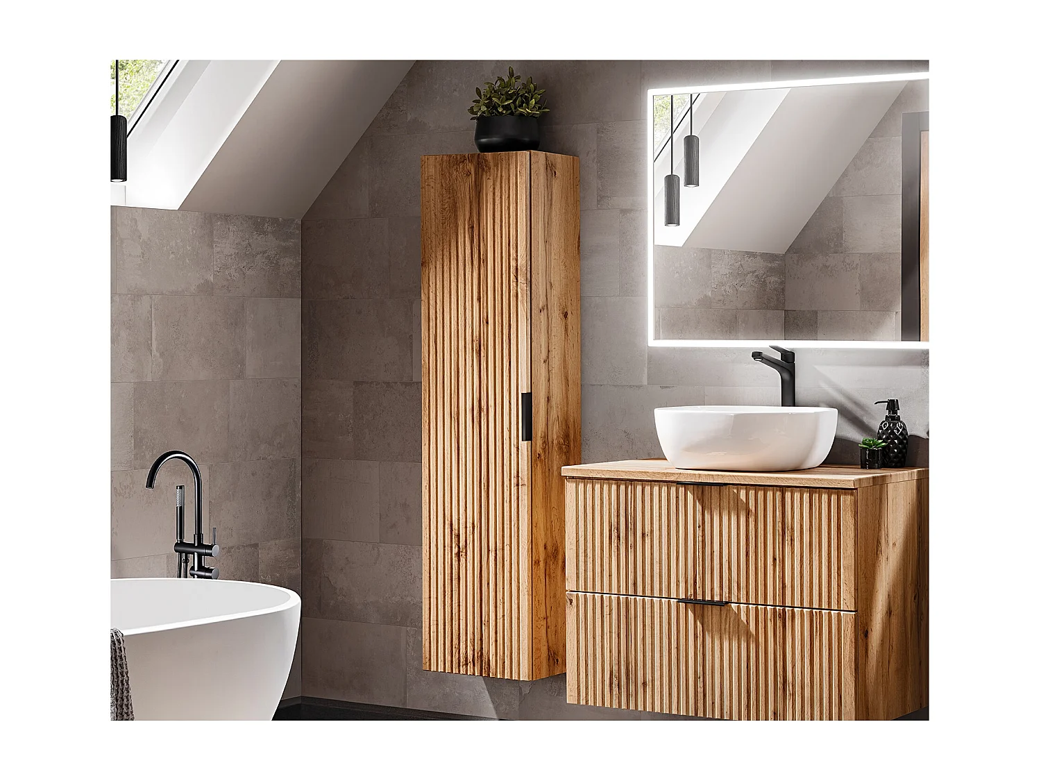 Colonna del bagno 1 anta Adriel marrone