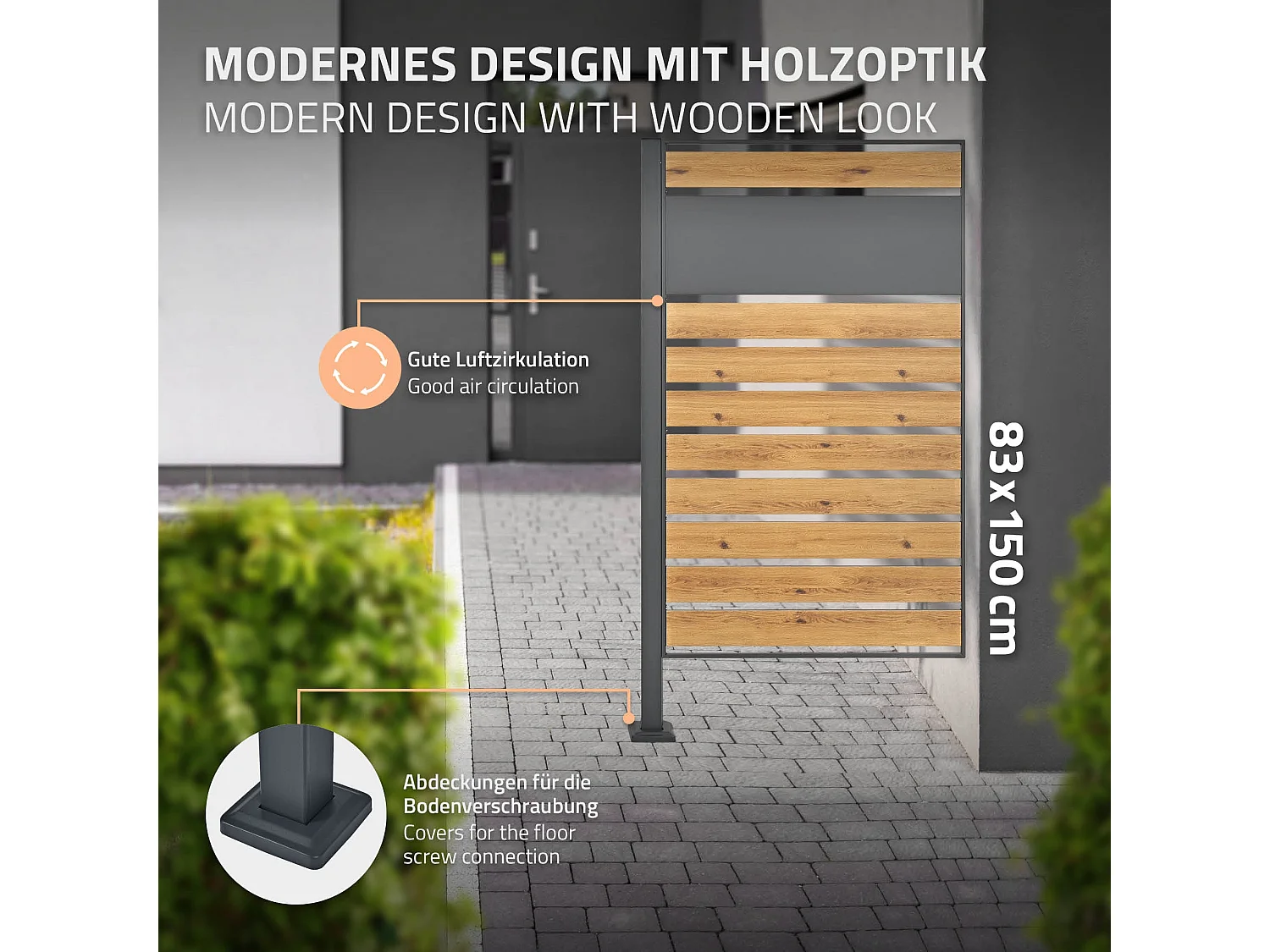 Valla de acero para ocultar contenedores de basura 150 x 83 cm