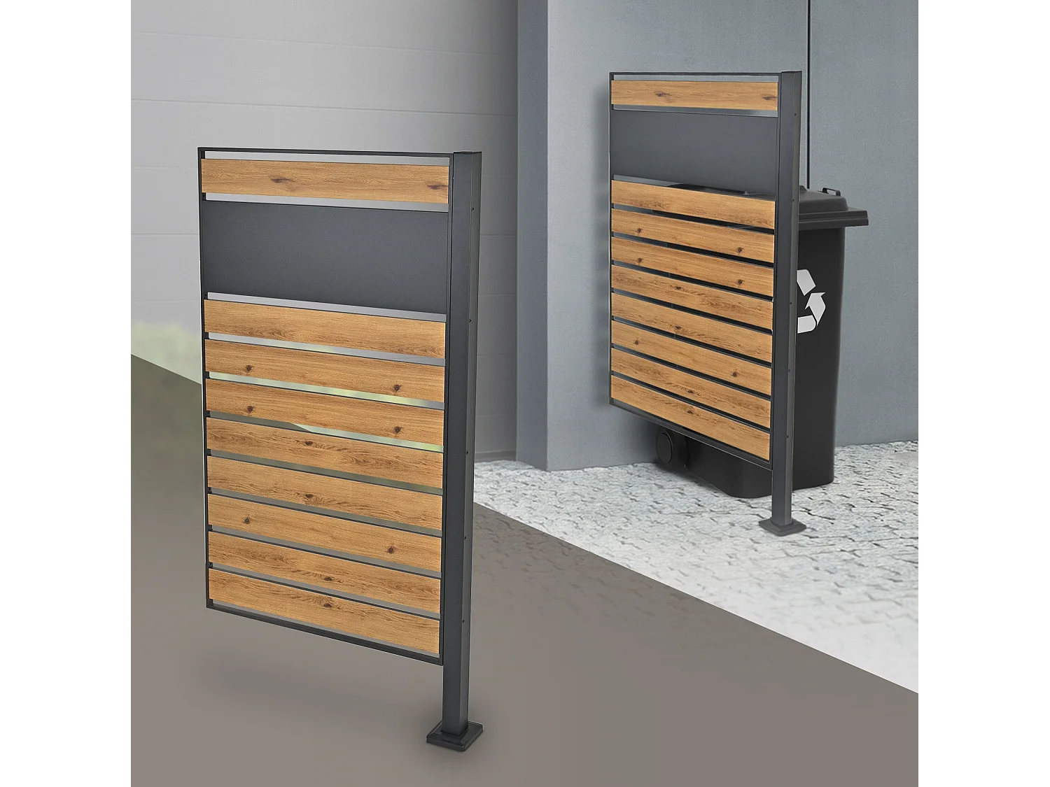 Valla de acero para ocultar contenedores de basura 150 x 83 cm