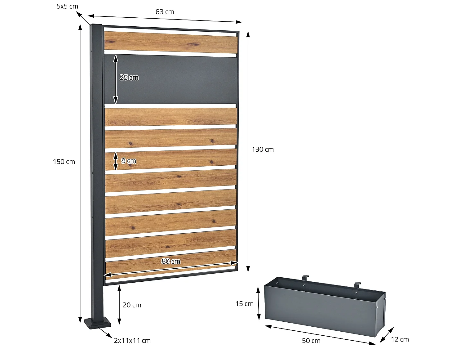 Valla de acero para ocultar contenedores de basura 150 x 83 cm