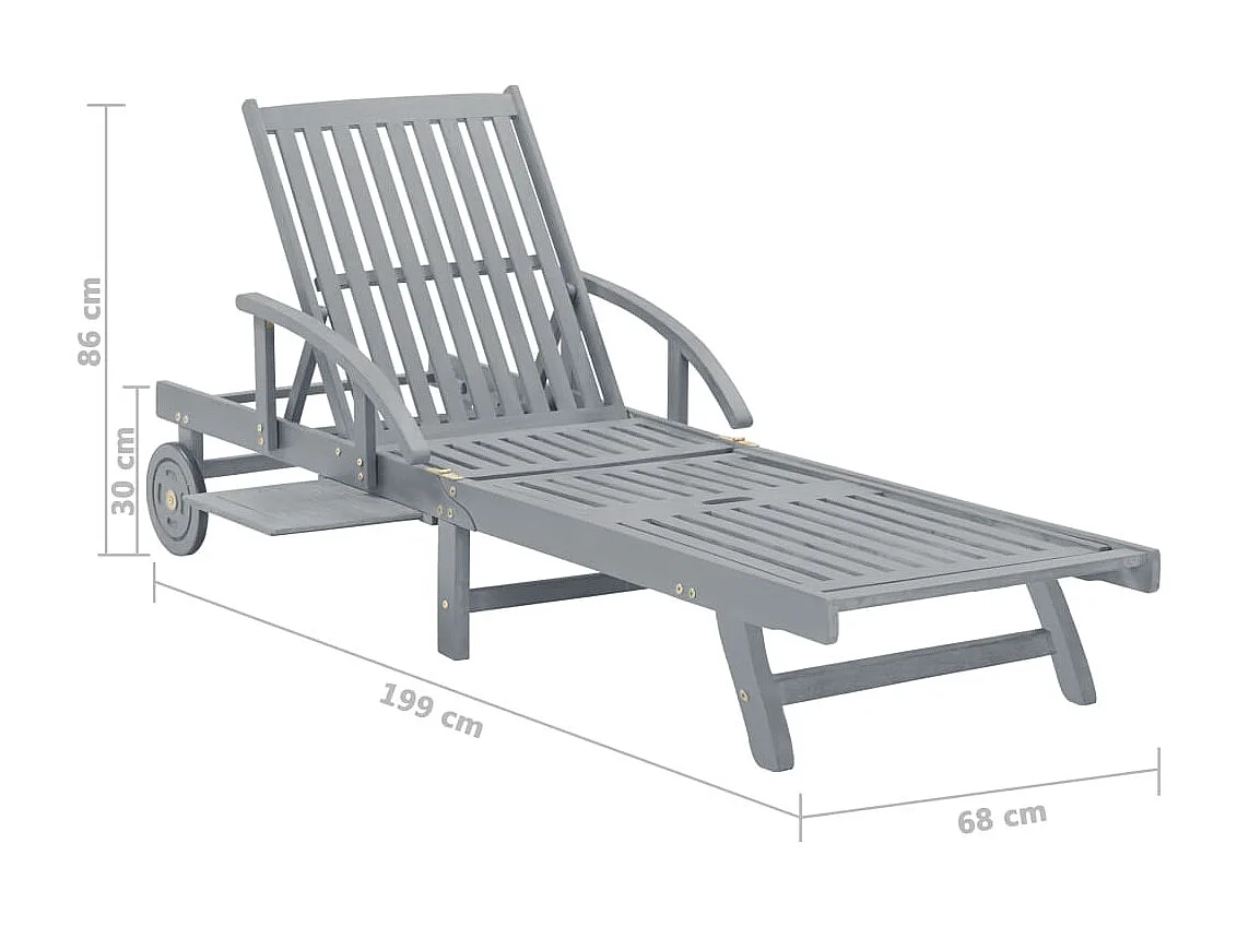 Sdraio sedia a sdraio prendisole lettino da giardino terrazza mobili da esterno legno massello di acacia grigio 02_0012776