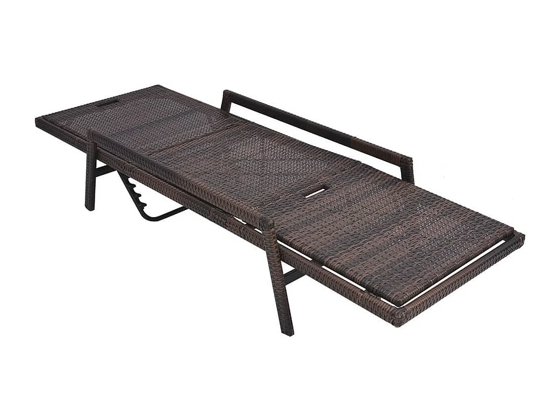 Tumbona tumbona para tomar el sol cama de jardín terraza muebles de exterior con cojín de resina tejida marrón 02_0012517