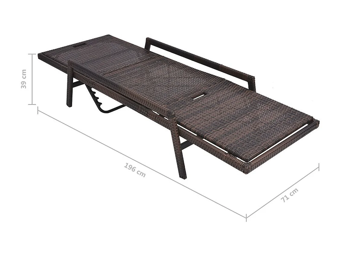 Transat chaise longue bain résine marron 196 x 71 x 39 cm 02_0012517