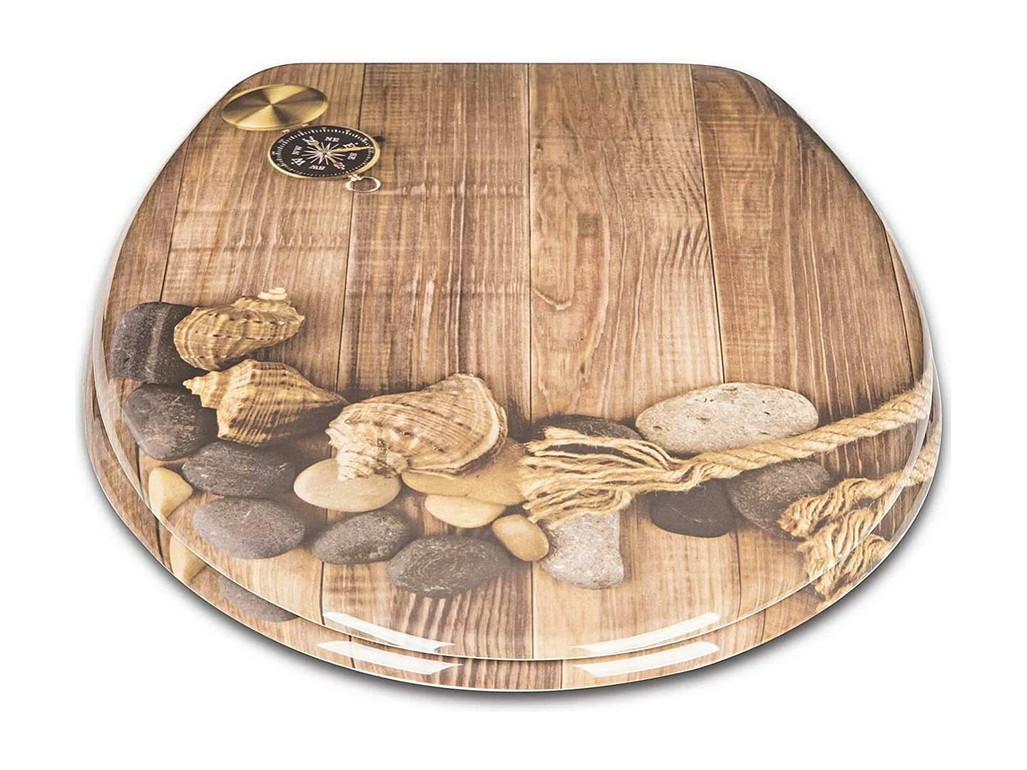 Asiento de inodoro Tapa de inodoro con bisagras ajustable y cierre suave para baño familiar 19_0000645