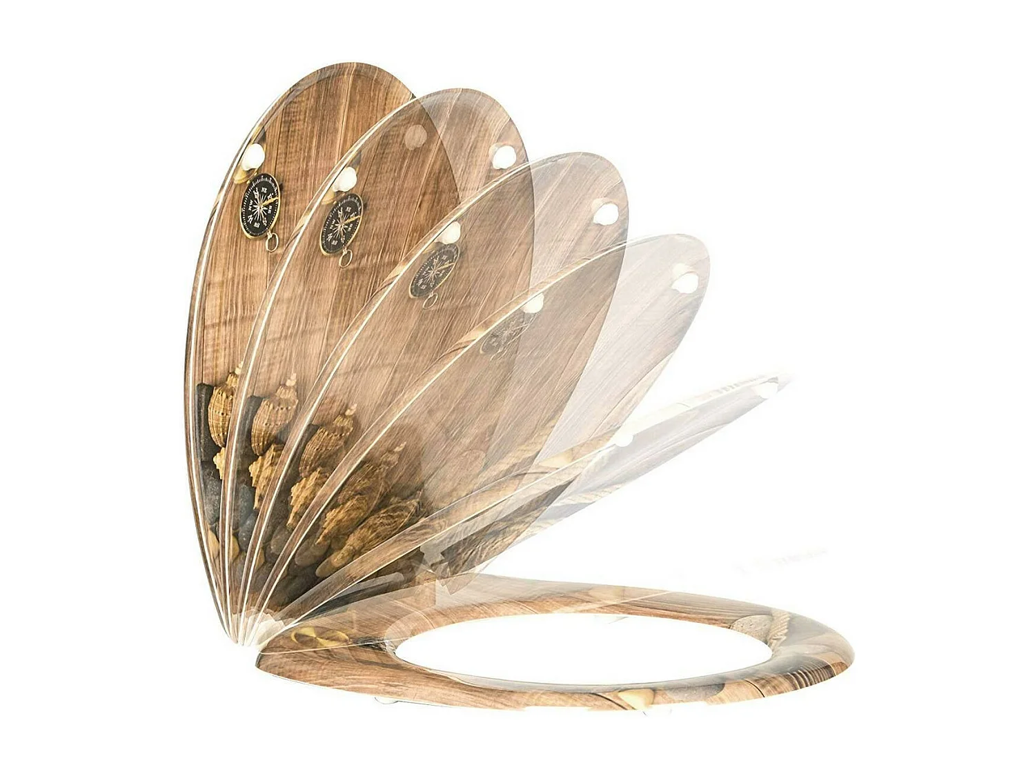 Asiento de inodoro Tapa de inodoro con bisagras ajustable y cierre suave para baño familiar 19_0000645