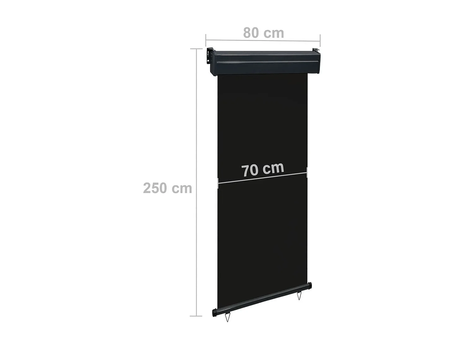 Auvent paravent store brise-vue noire 80 x 80 x 250 cm 02_0007042