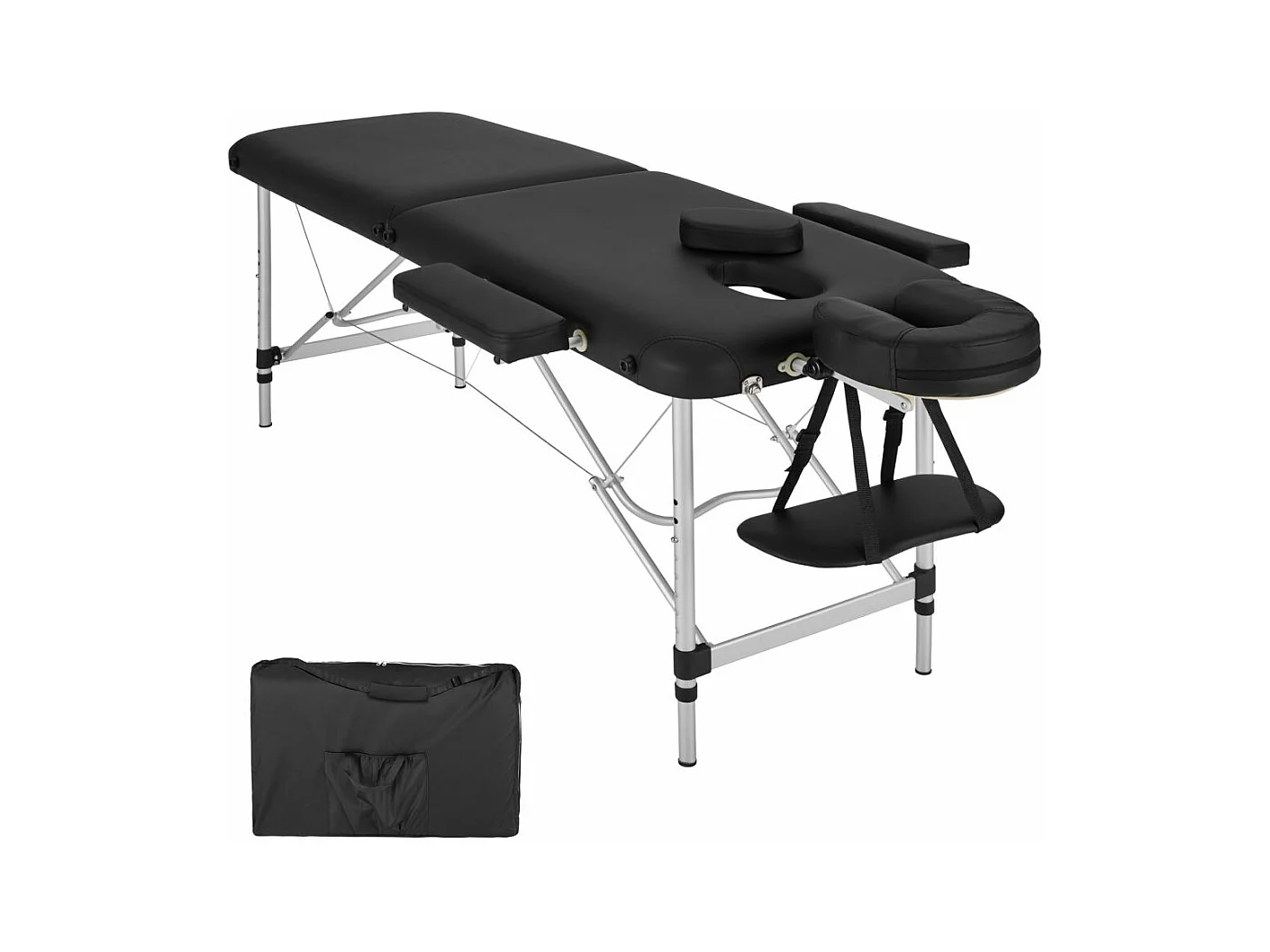 Table de massage Pliante aluminium noire 90 x 16 x 60 cm 2008135