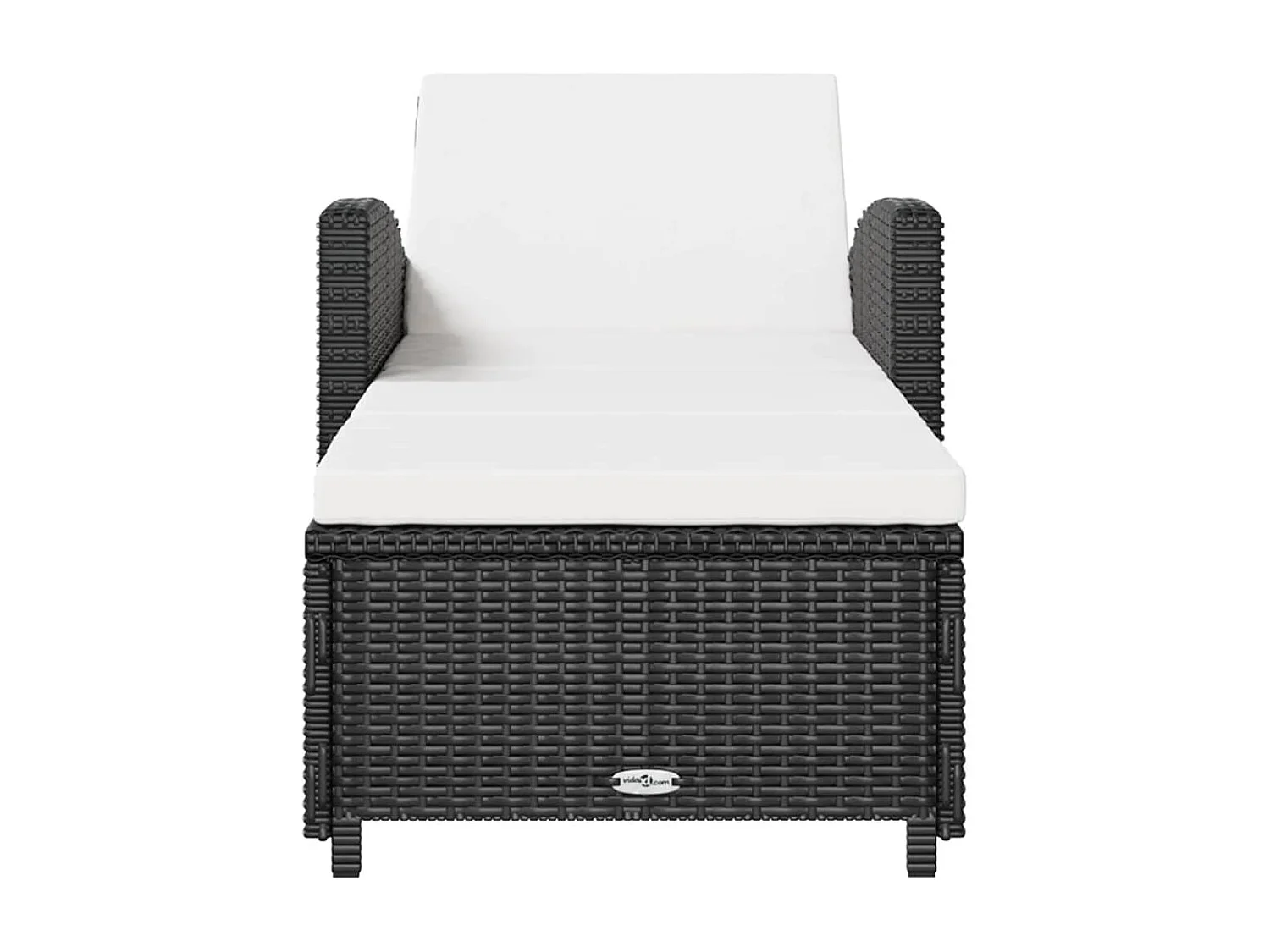 Tumbona tumbona para tomar el sol cama de jardín terraza muebles de exterior con cojín blanco crema resina tejida negra 02_0012306