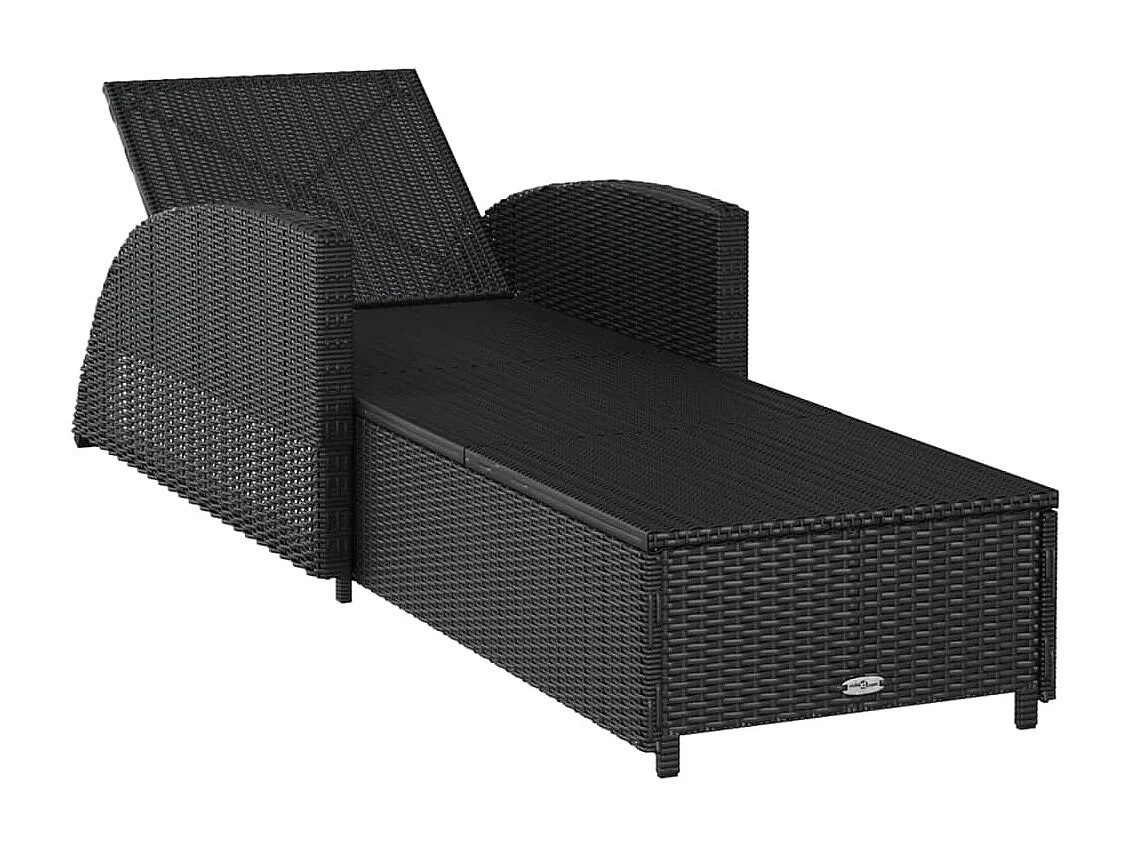 Tumbona tumbona para tomar el sol cama de jardín terraza muebles de exterior con cojín blanco crema resina tejida negra 02_0012306