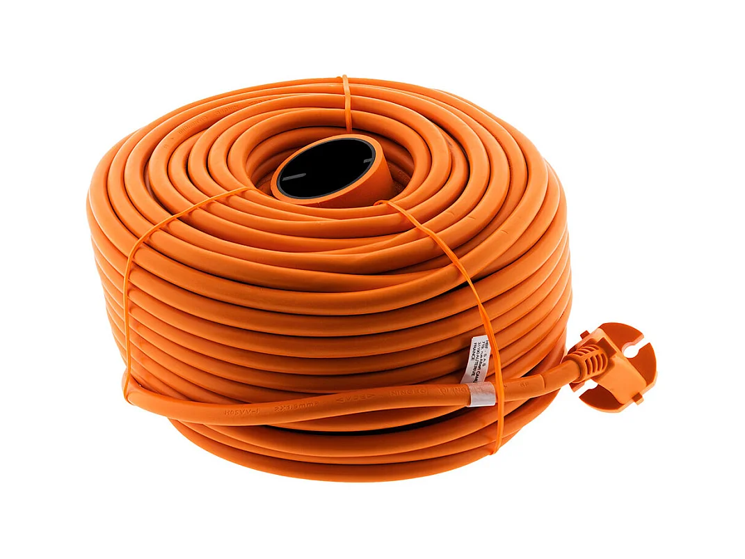 Prolongateur sans terre obturateur 16A 50m - Orange - Zenitech