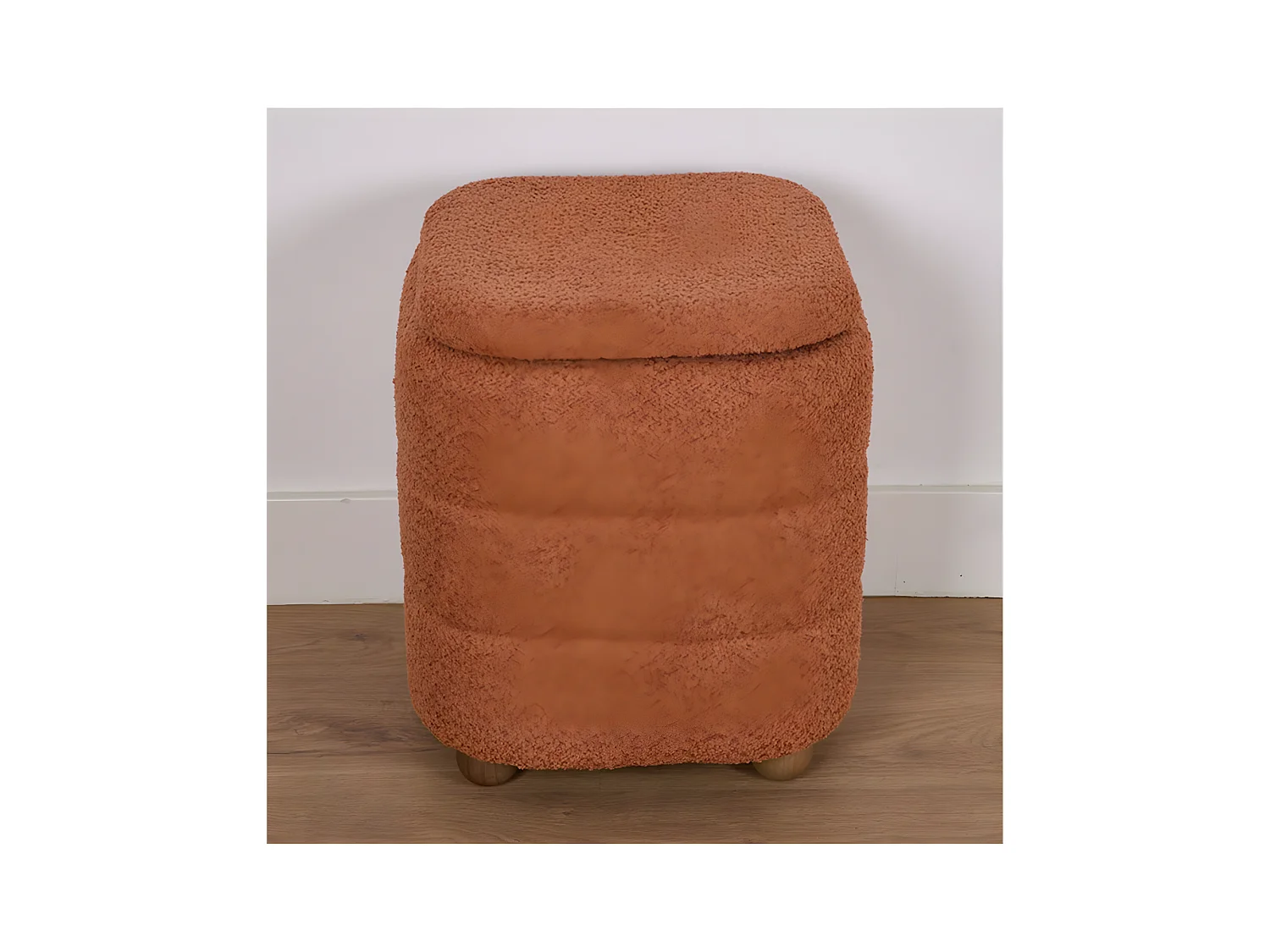 Puff con almacenaje 42cm con tela rizada de color caldero nube