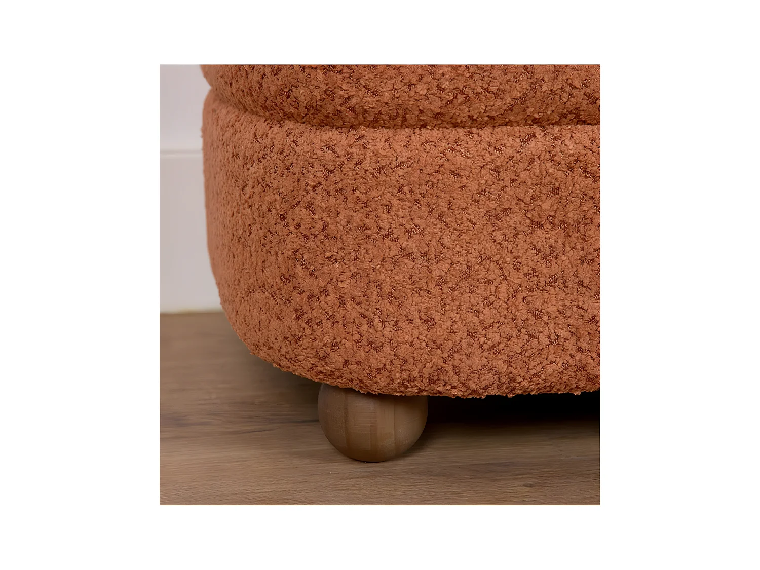 Puff con almacenaje 42cm con tela rizada de color caldero nube