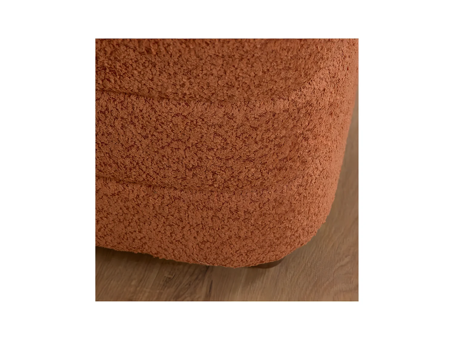 Puff con almacenaje 42cm con tela rizada de color caldero nube