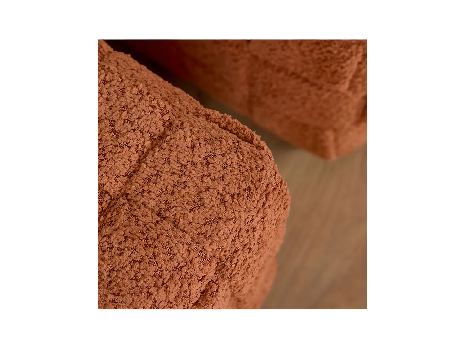 Juego de 2 puff cuadrados, con almacenaje y tela rizada en color caldero 44/35cm luna