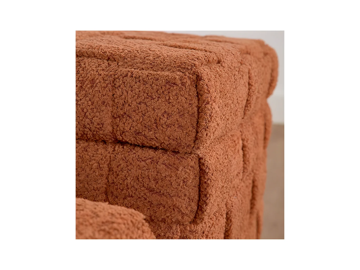 Juego de 2 puff cuadrados, con almacenaje y tela rizada en color caldero 44/35cm luna