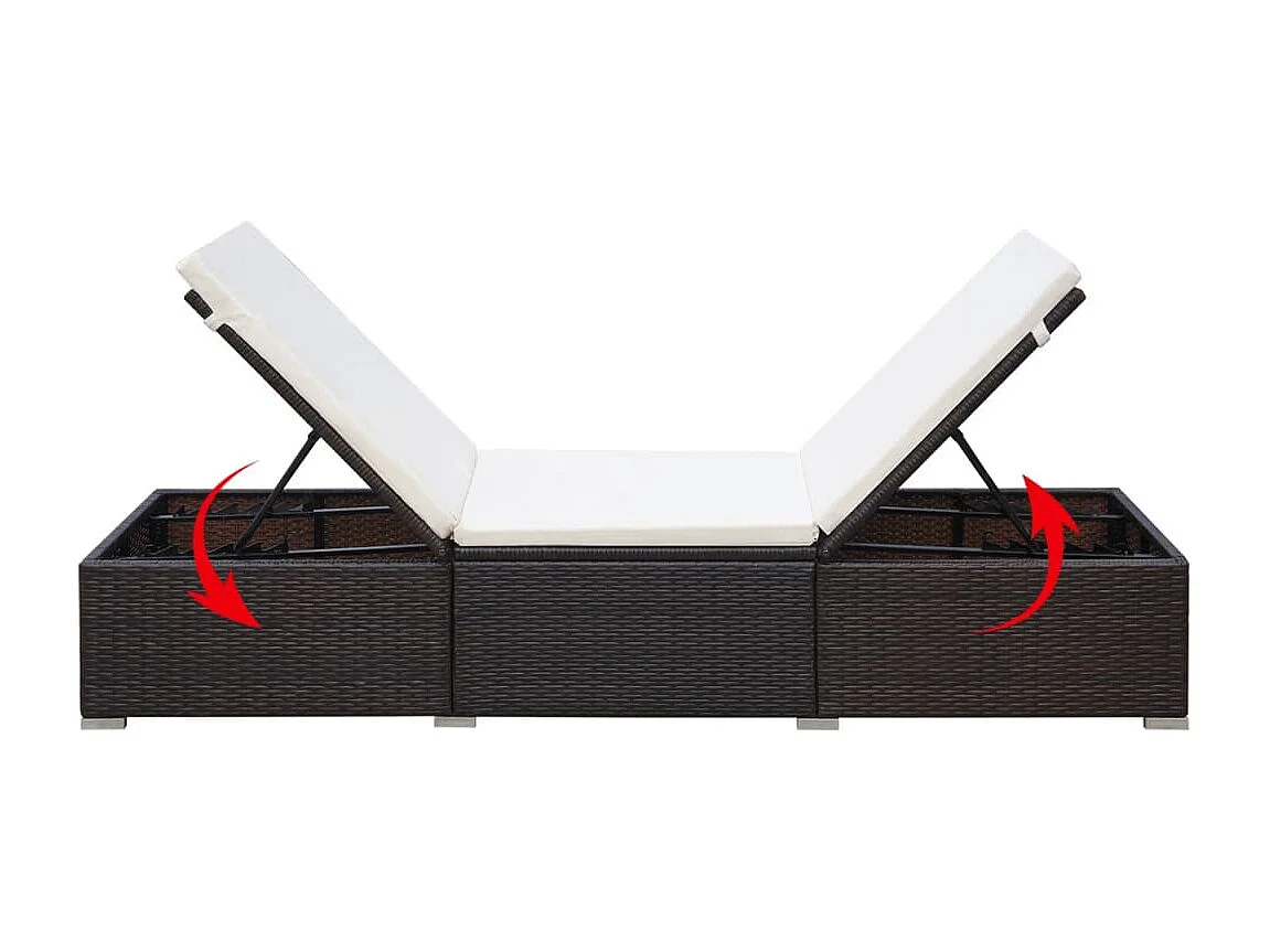 Tumbona tumbona tumbona jardín cama terraza muebles de exterior con cojín de resina tejido marrón 02_0012513