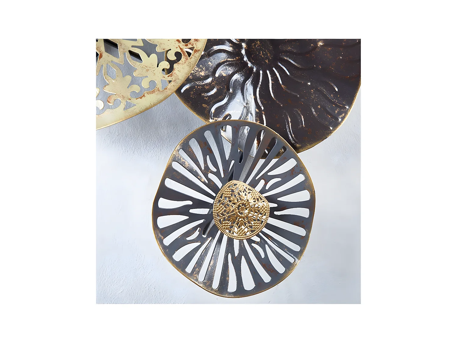 Adorno pared 88*48 circulos marron, gris, beige y dorado marietta