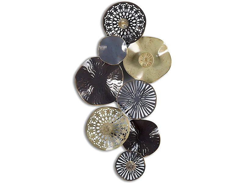 Adorno pared 88*48 circulos marron, gris, beige y dorado marietta