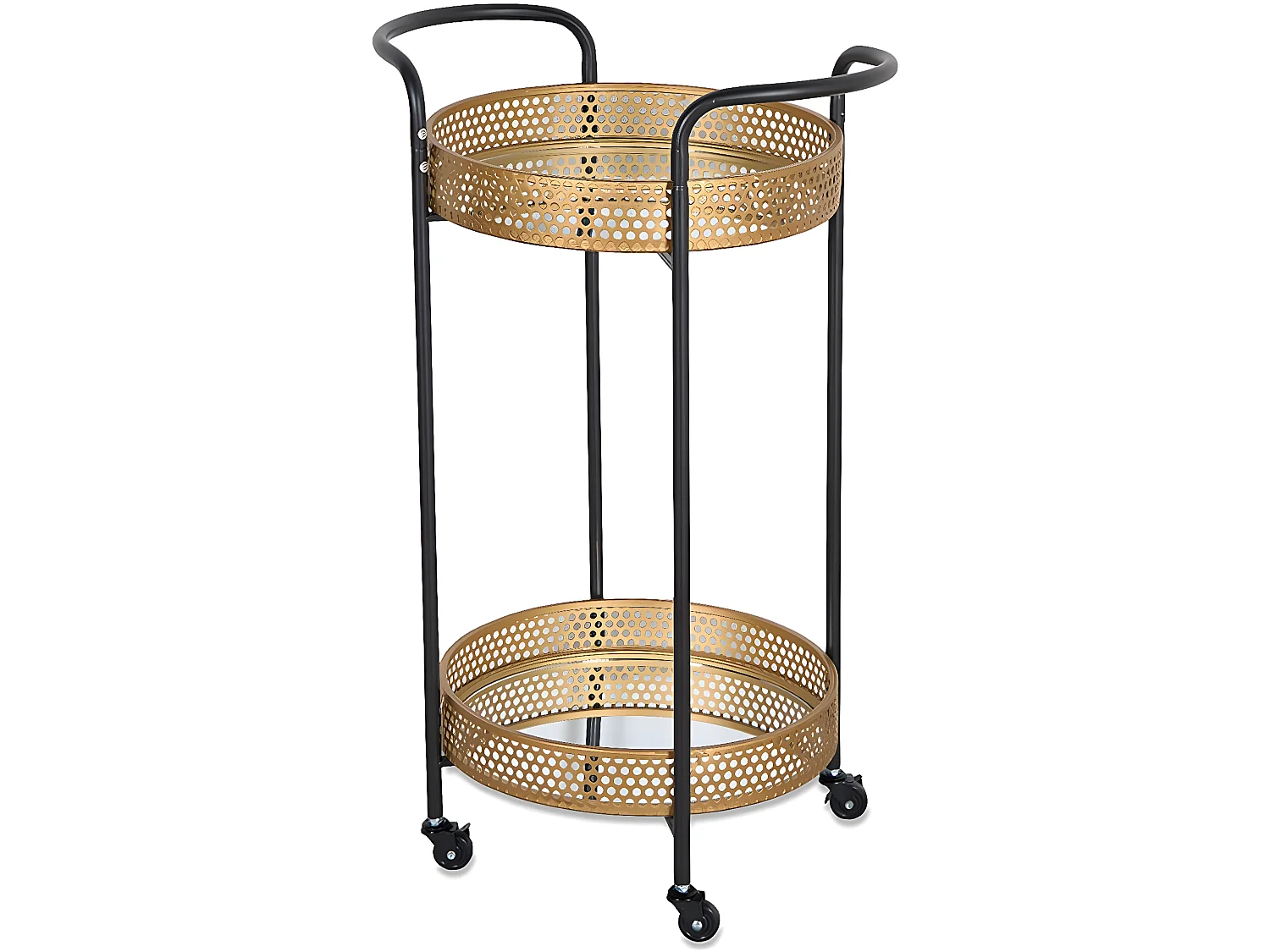 Mesa carro 56*82cm dorada y negro con ruedas dorah