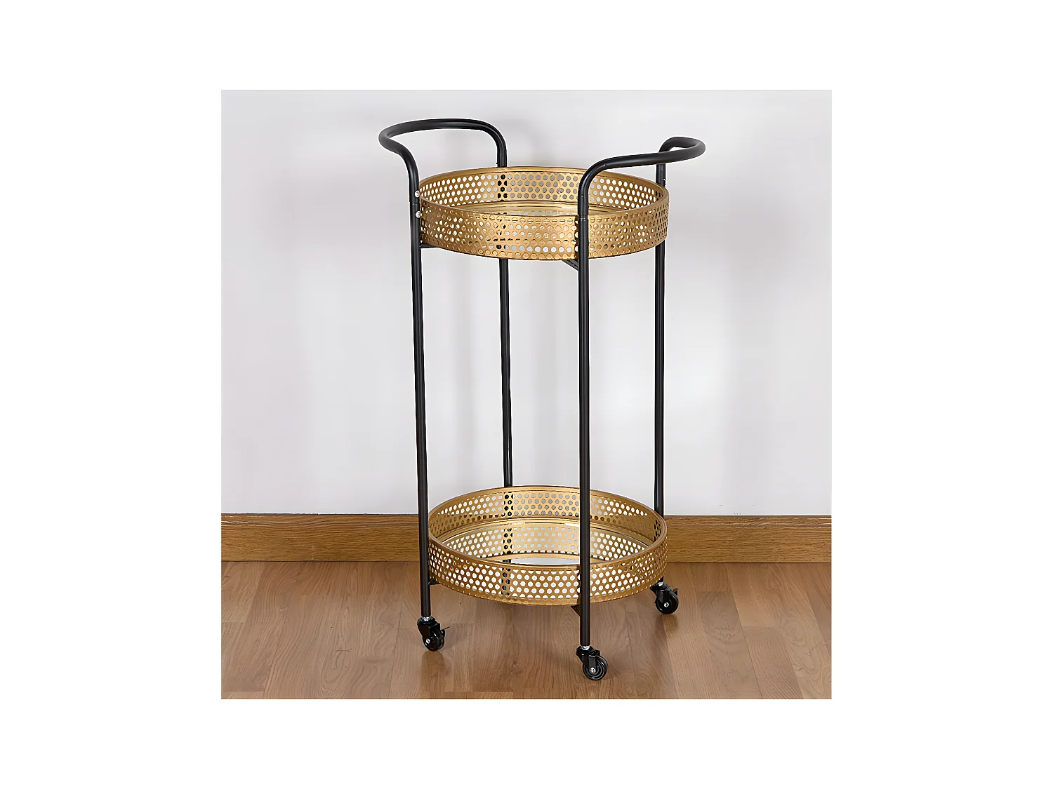 Mesa carro 56*82cm dorada y negro con ruedas dorah