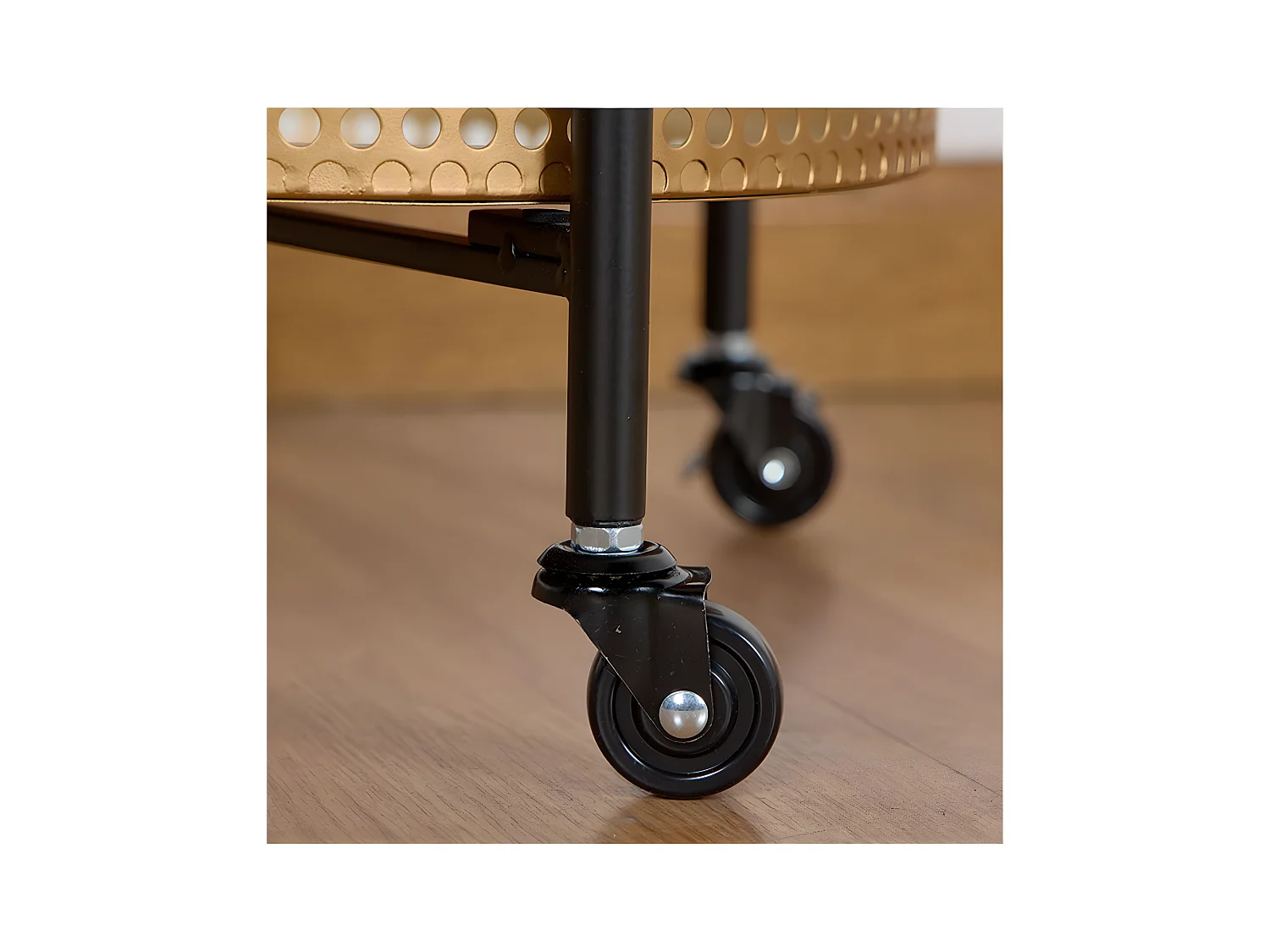 Mesa carro 56*82cm dorada y negro con ruedas dorah