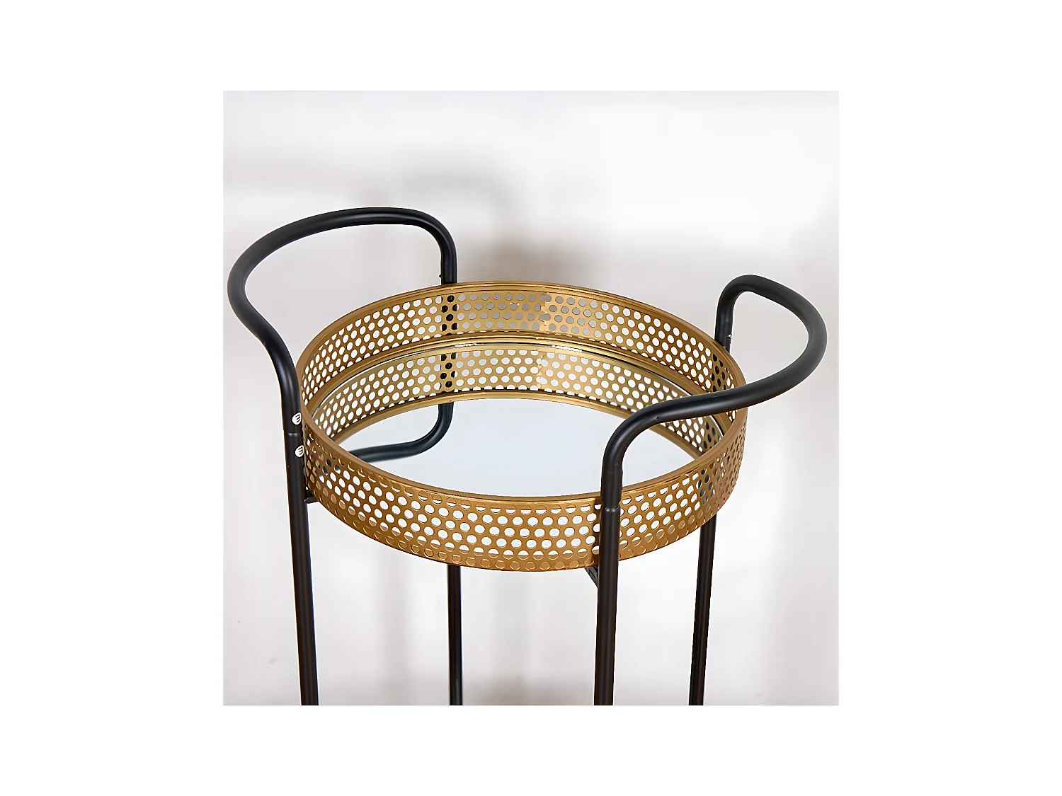 Mesa carro 56*82cm dorada y negro con ruedas dorah