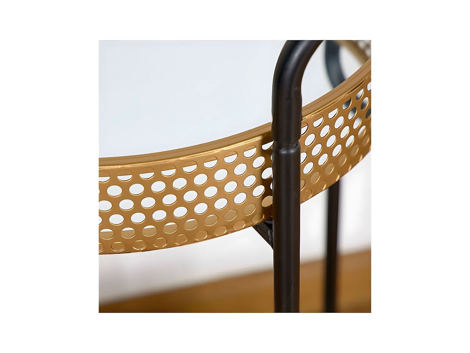 Mesa carro 56*82cm dorada y negro con ruedas dorah