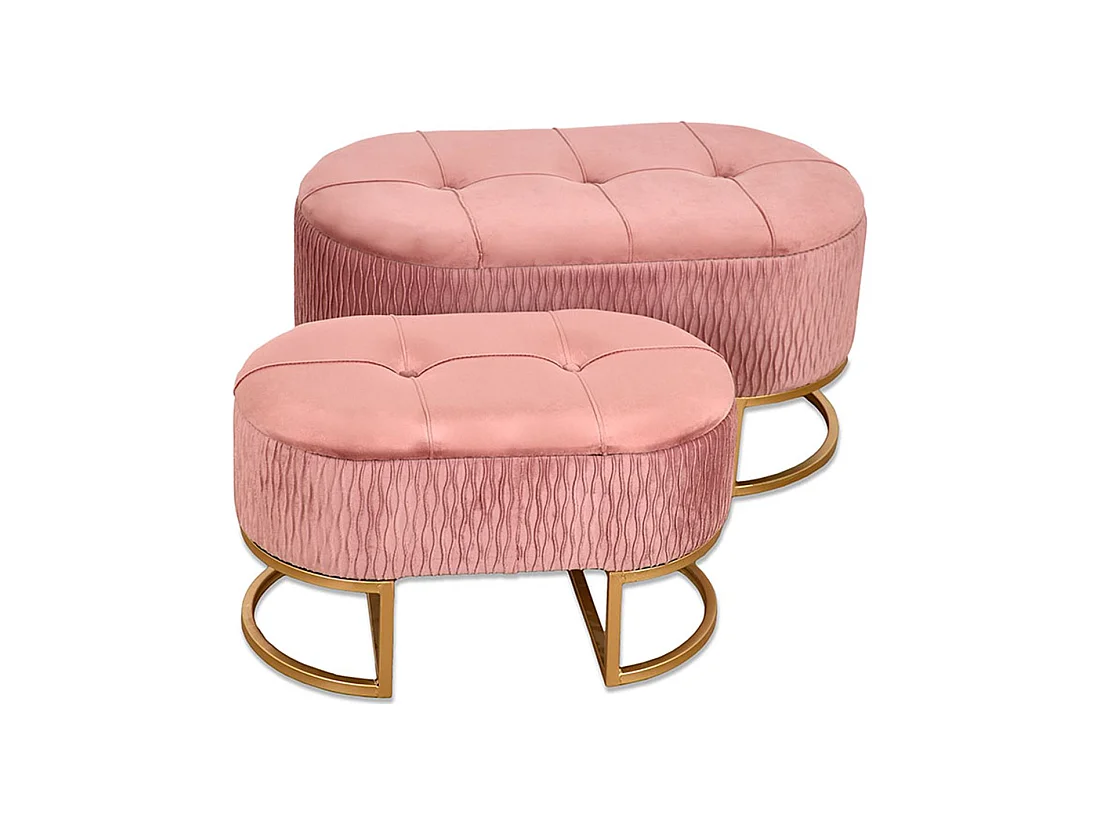 Juego de 2 pies de cama con almacenaje y terciopelo rosa sisi