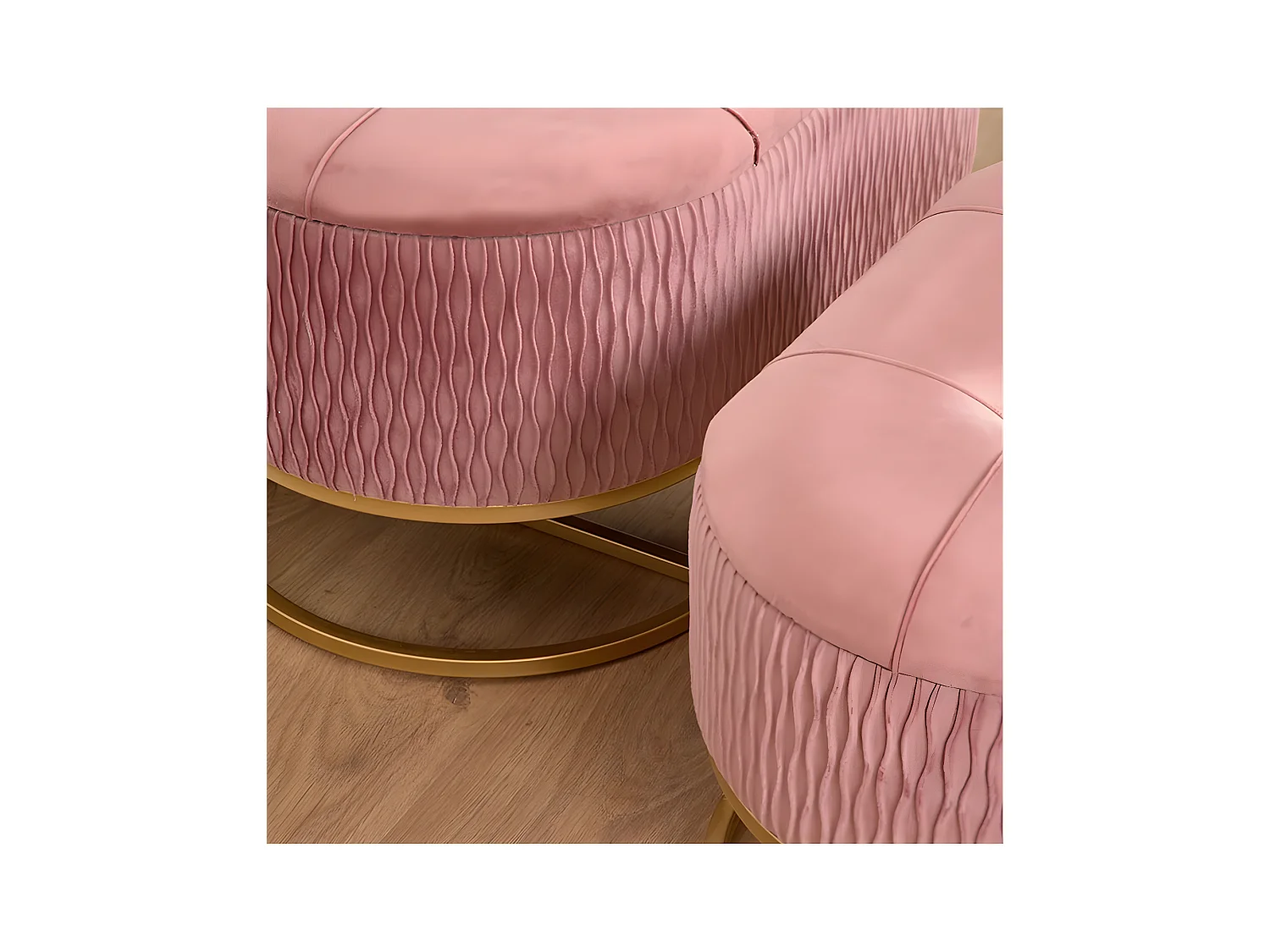 Juego de 2 pies de cama con almacenaje y terciopelo rosa sisi