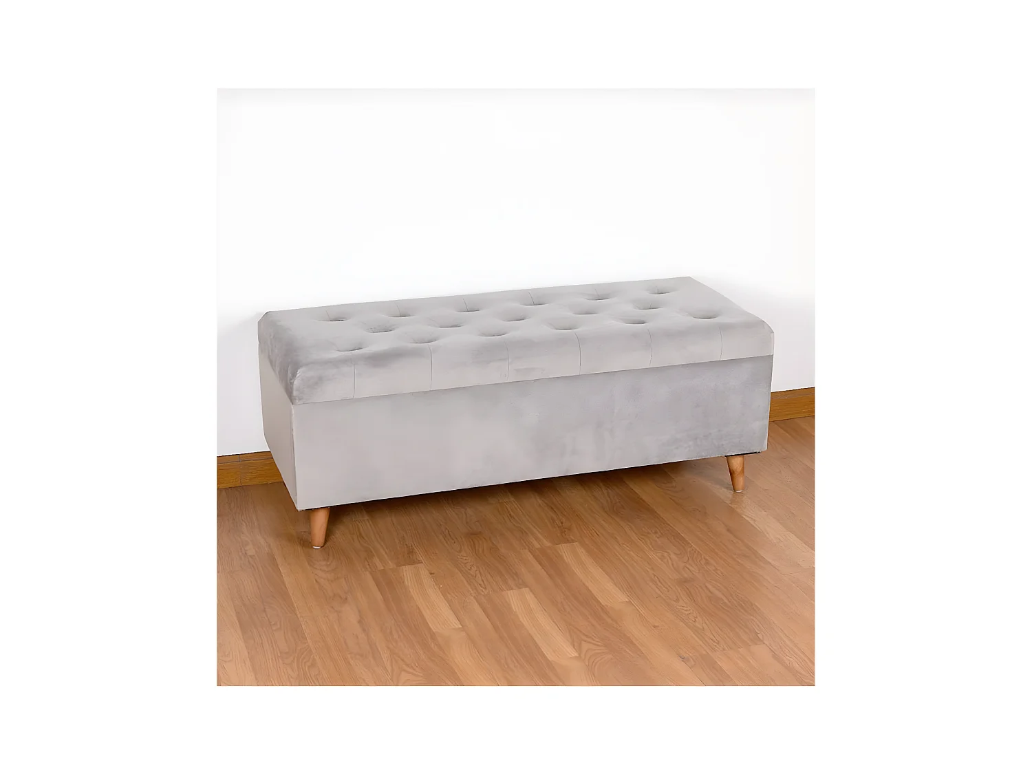 Set baul +2puff 120cm gris terciopelo anthony