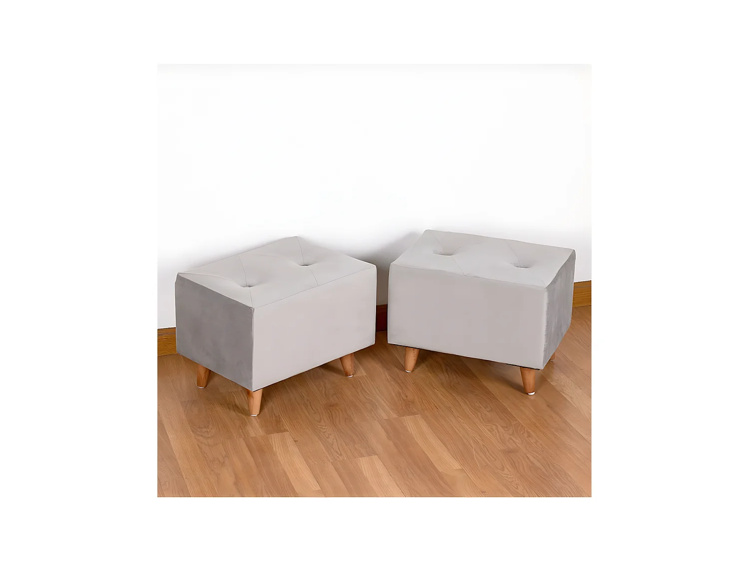 Set baul +2puff 120cm gris terciopelo anthony