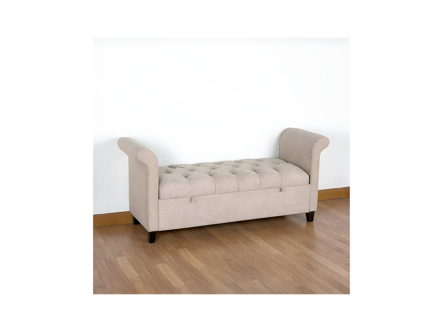 Pie de cama con almacenaje 137*60.5*46.5 lino natural confort