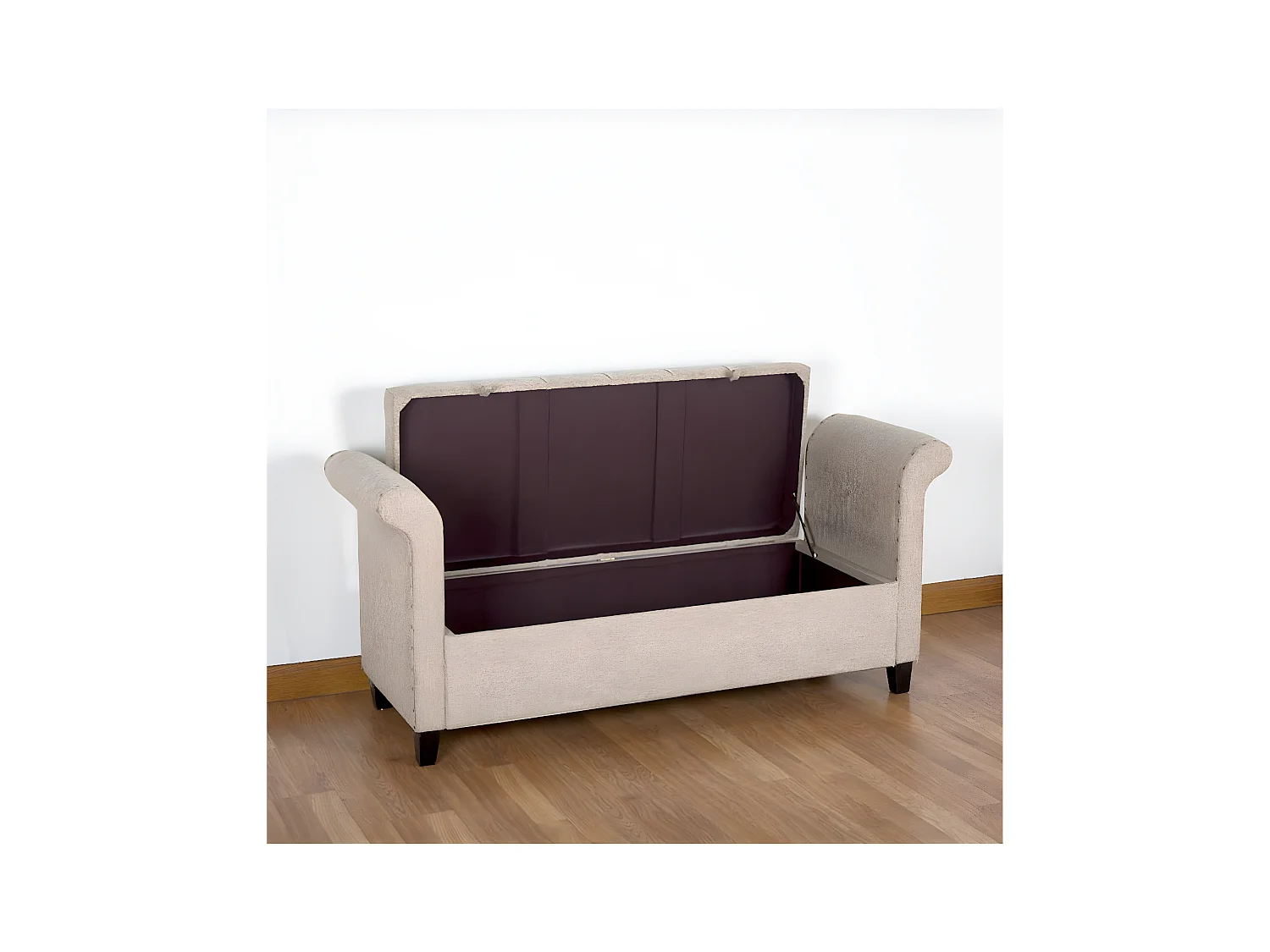 Pie de cama con almacenaje 137*60.5*46.5 lino natural confort