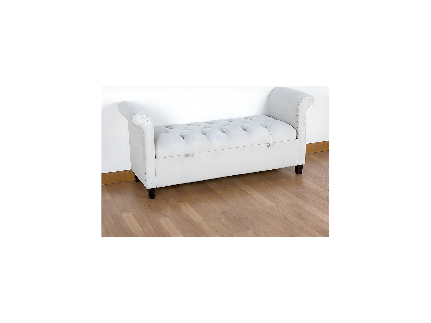 Banco pie de cama 137cm con almacenaje terciopelo gris confort