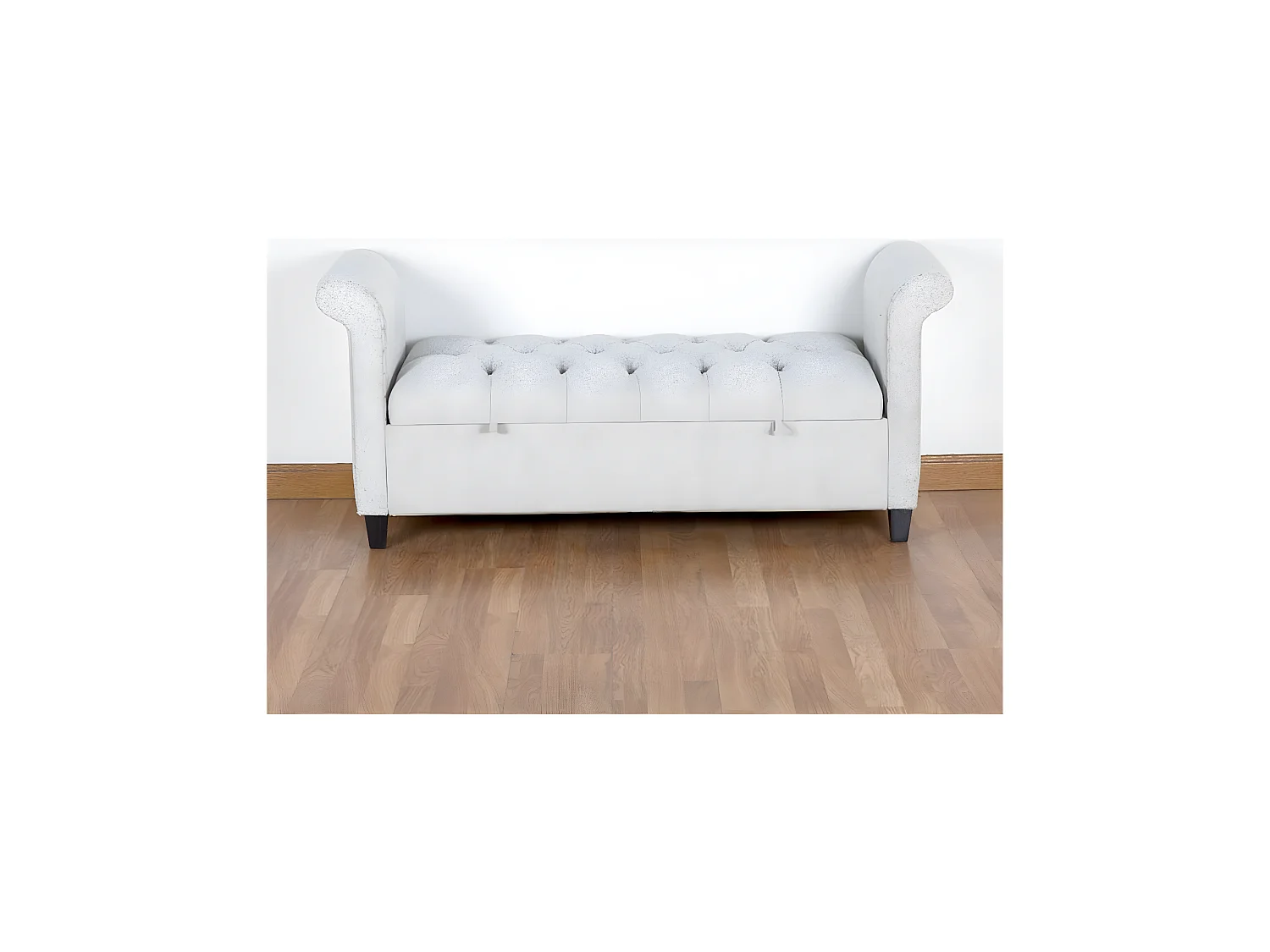 Banco pie de cama 137cm con almacenaje terciopelo gris confort