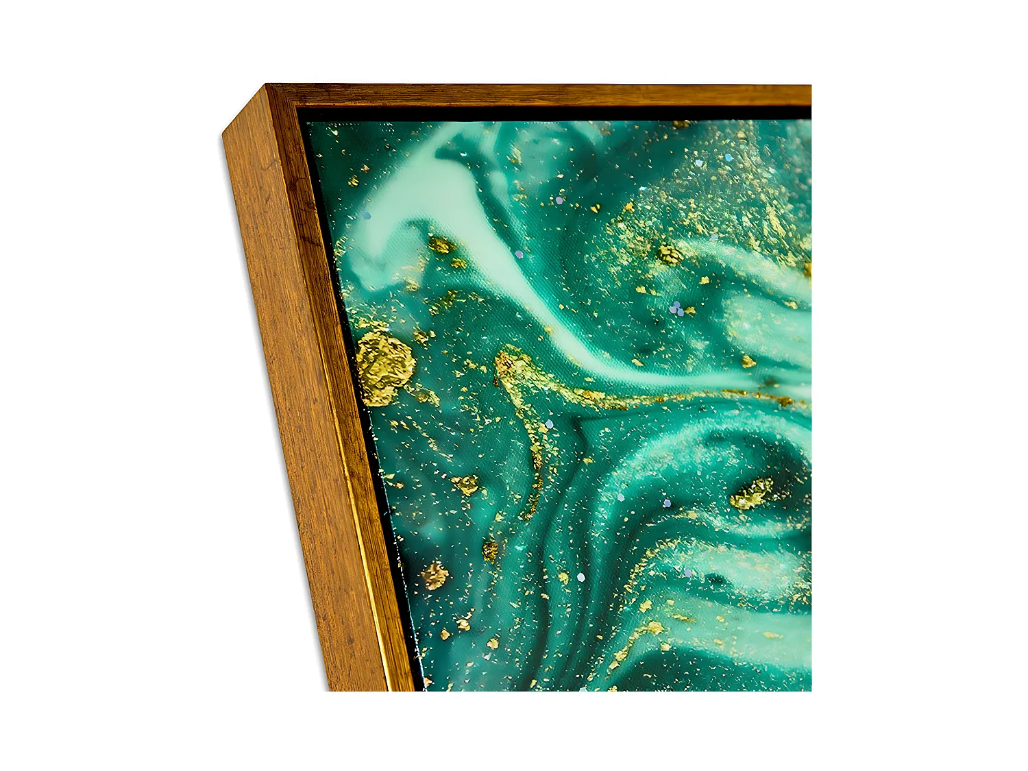 Juego de 2 cuadros 60*60*3.5 marco brillo mneral azul y verde milar