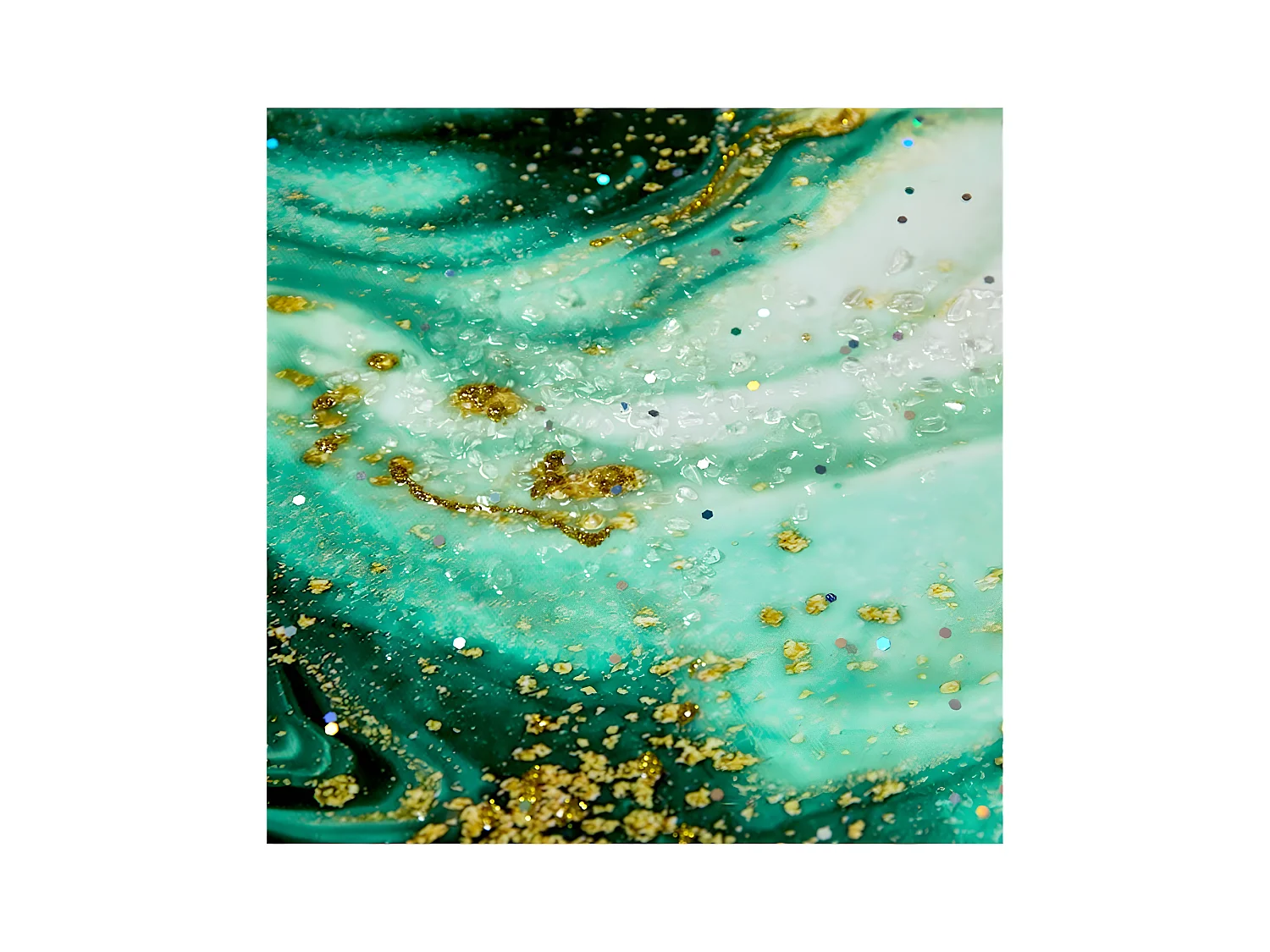 Juego de 2 cuadros 60*60*3.5 marco brillo mneral azul y verde milar