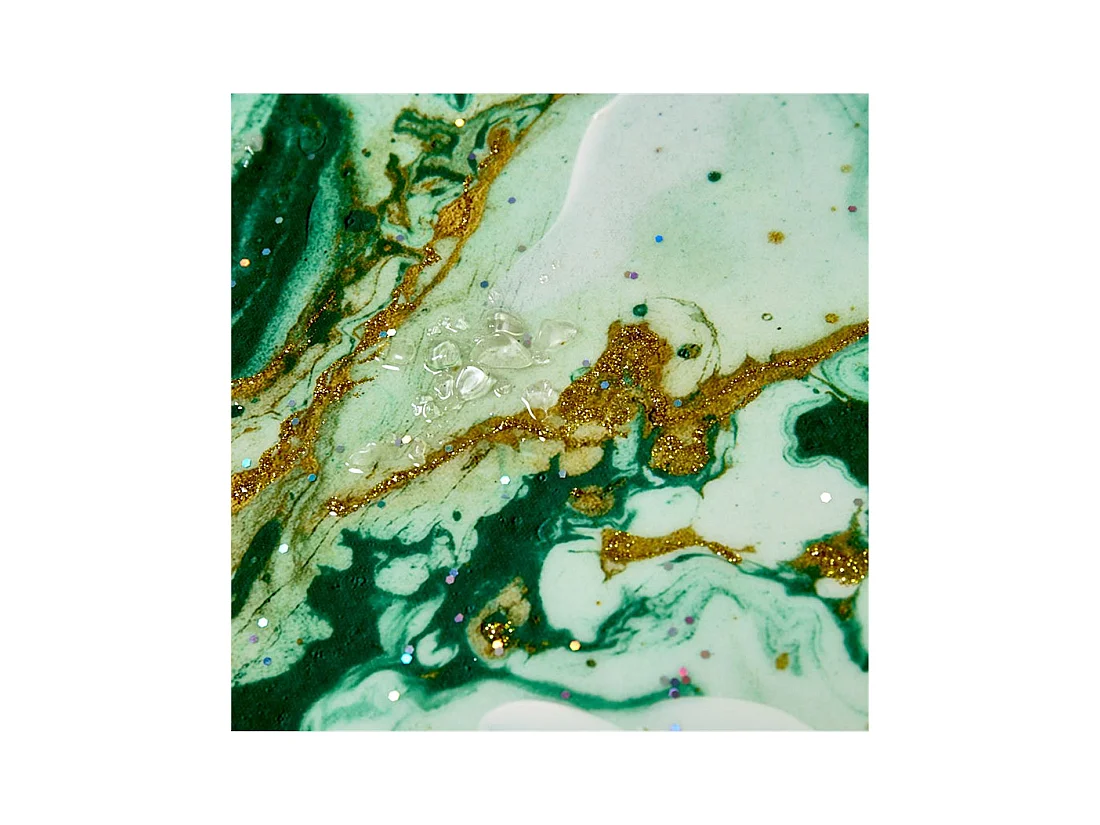 Juego de 2 cuadros 60*60*3.5 marco brillo mneral azul y verde milar