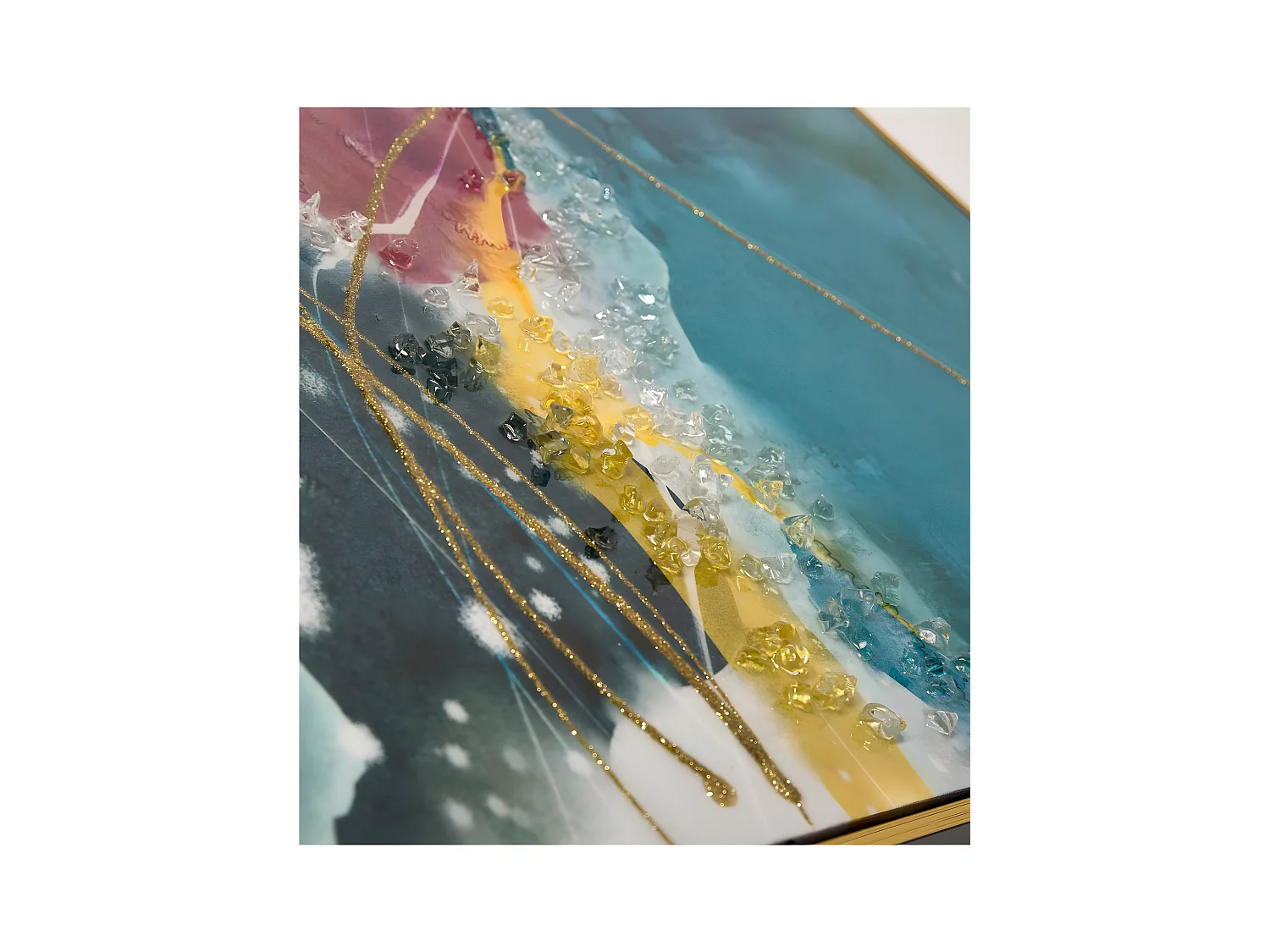 Juego de 2 cuadros 82*82 abstracto tonos azul y rosa jade