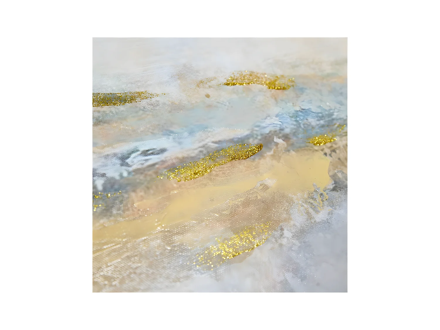 Triptico 120*90*3.5 marco dorado paisaje abstracto  azul allende