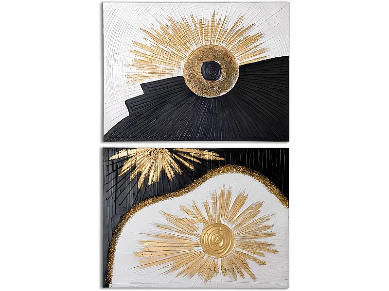 Juego de 2 oleos noche/dia pintados a mano, 60*80*3 jupiter