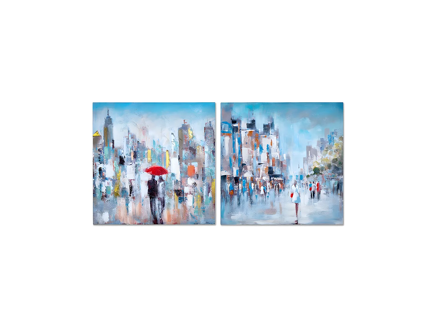 Juego de 2 lienzos 80*80 abstracto ciudades personas dallas
