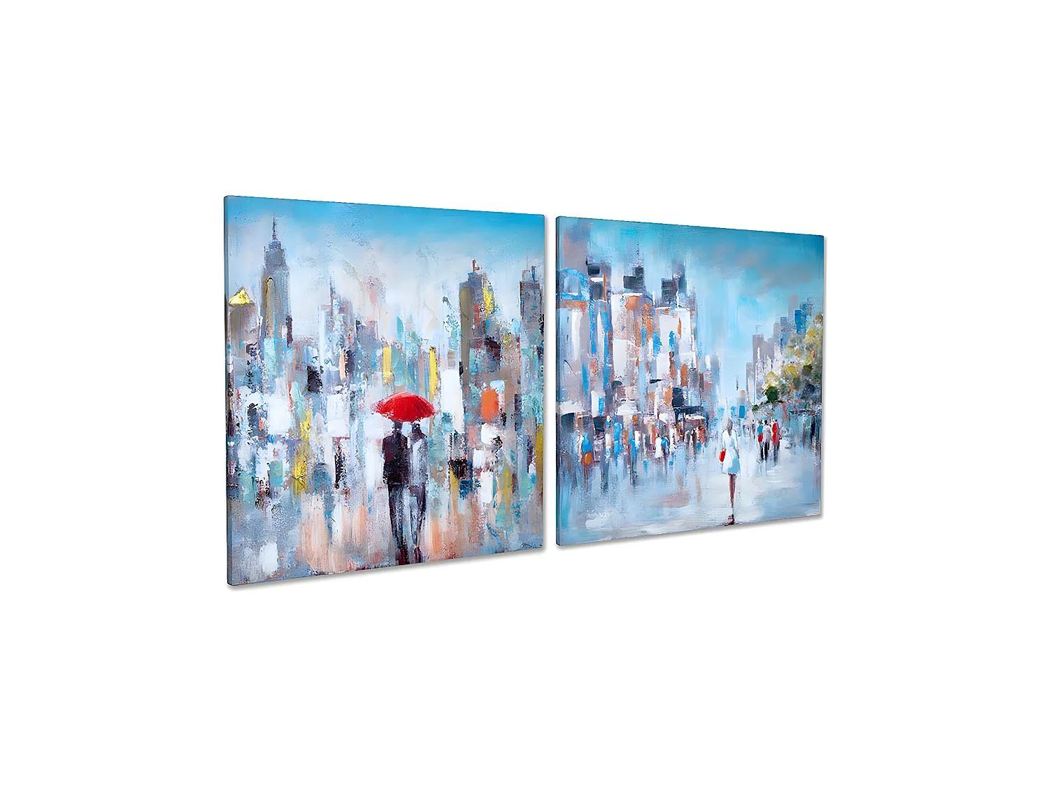 Juego de 2 lienzos 80*80 abstracto ciudades personas dallas