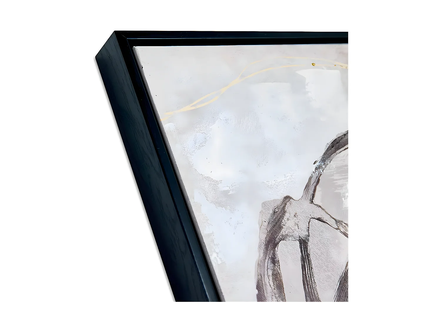 Juego de 2 cuadros 60*60*3.5 marco negro abstracto gris y negro paloma